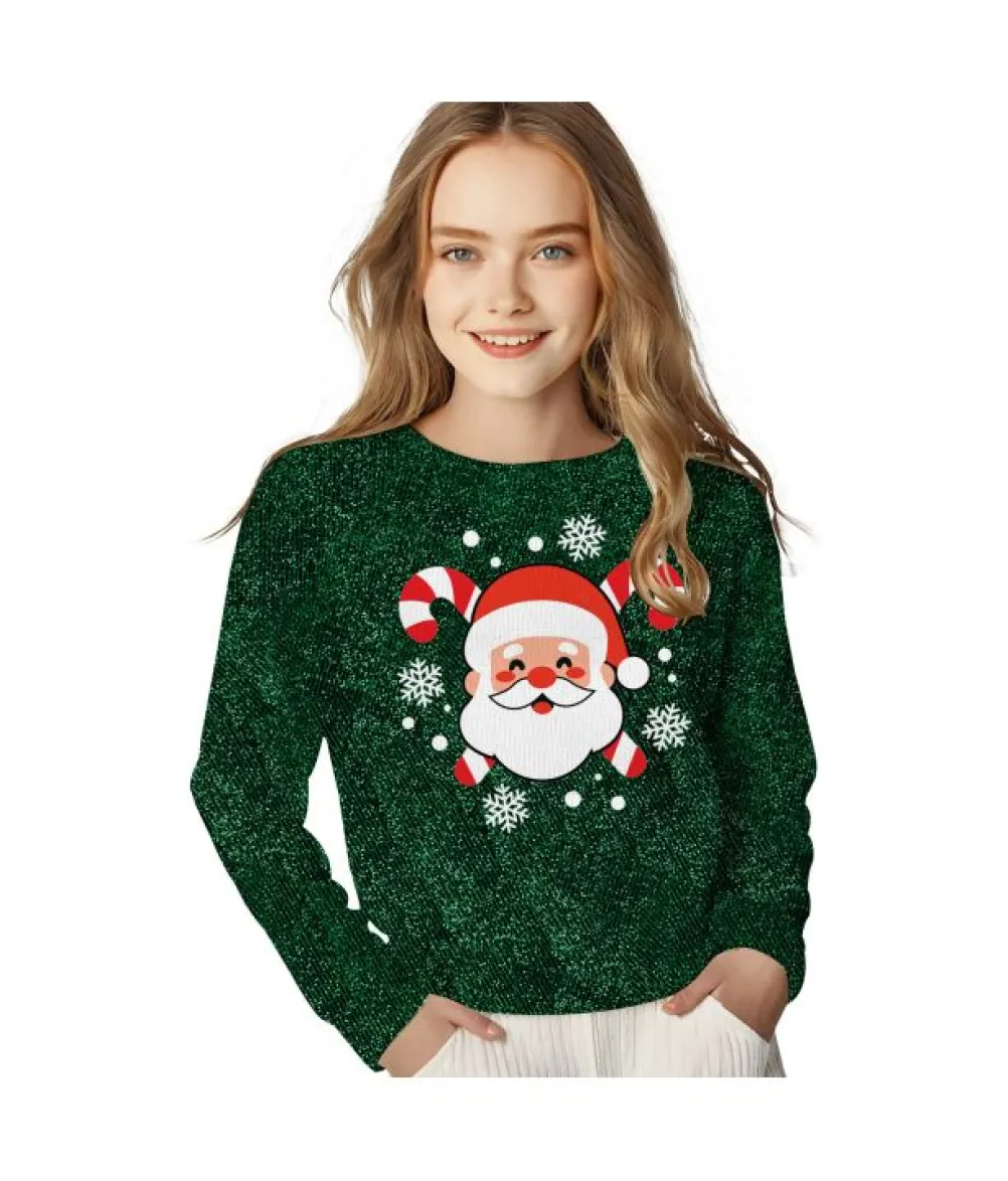 Grøn julebluse med julemanden, barn