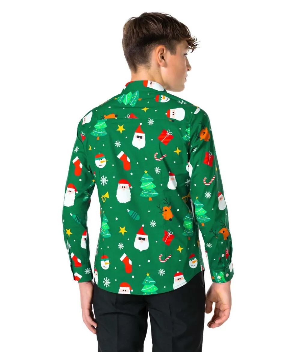 Grøn juleskjorte til teens