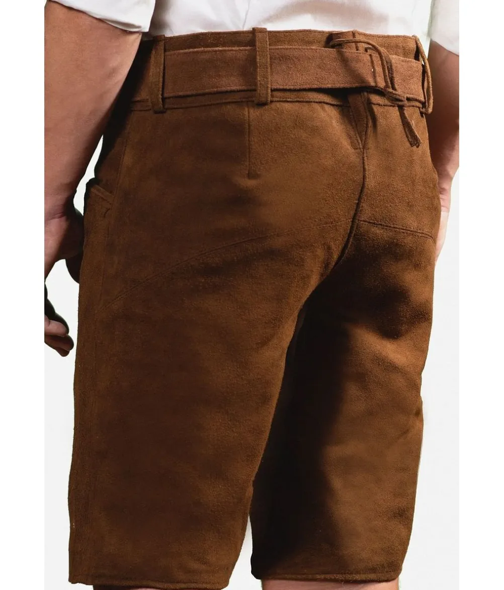 Ægte lederhosen med bælte, brun