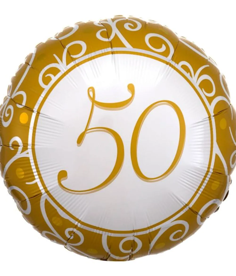 Guld folieballon med 50, 43 cm