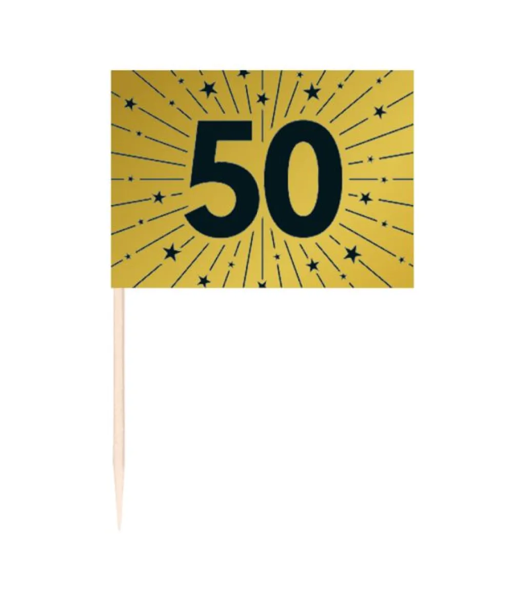 Guld 50 kageflag, 50 stk