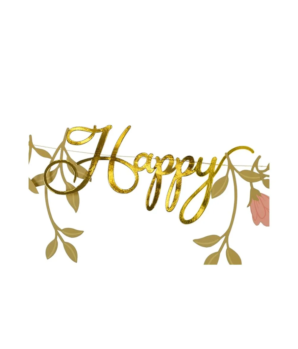 Guld og pink Happy Birthday banner