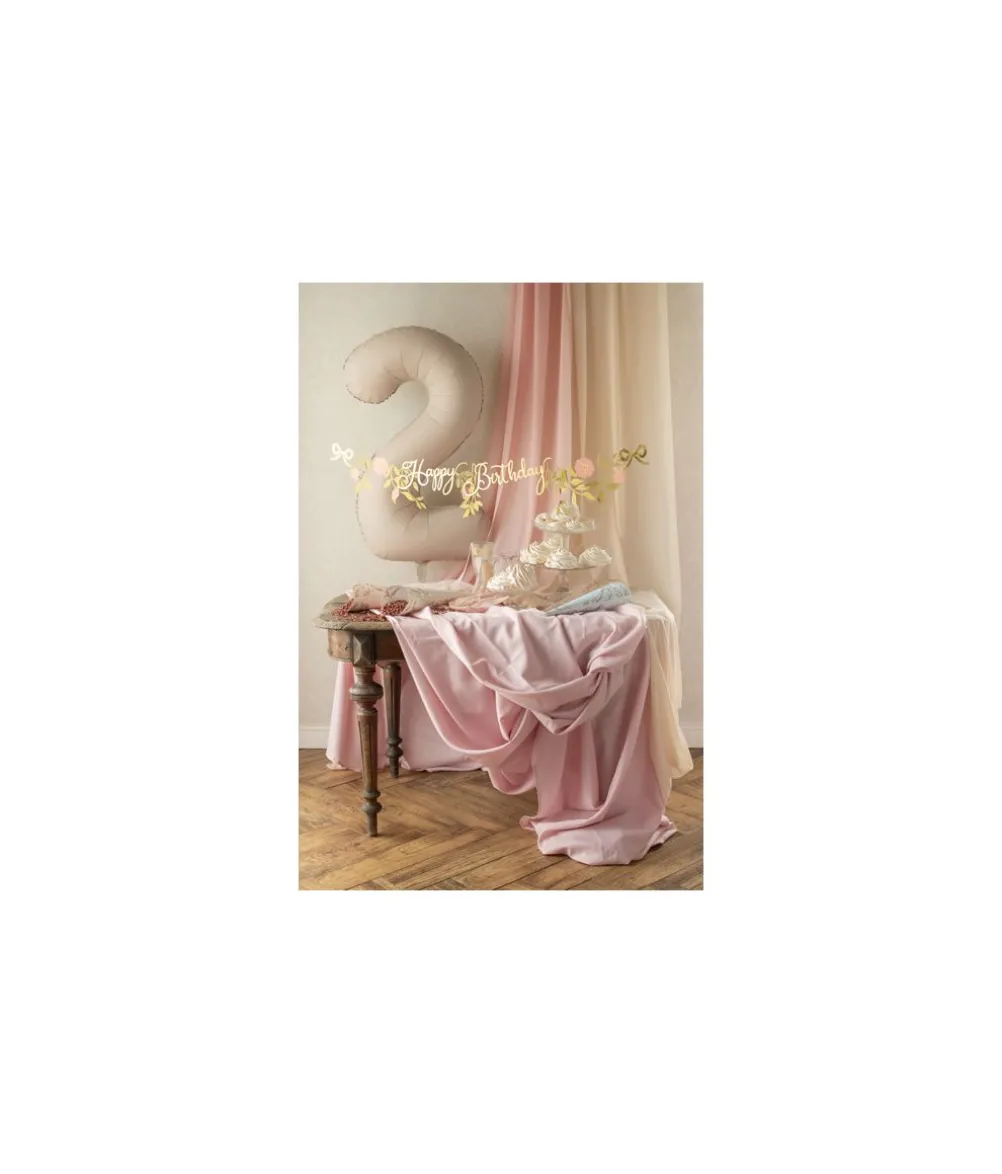 Guld og pink Happy Birthday banner