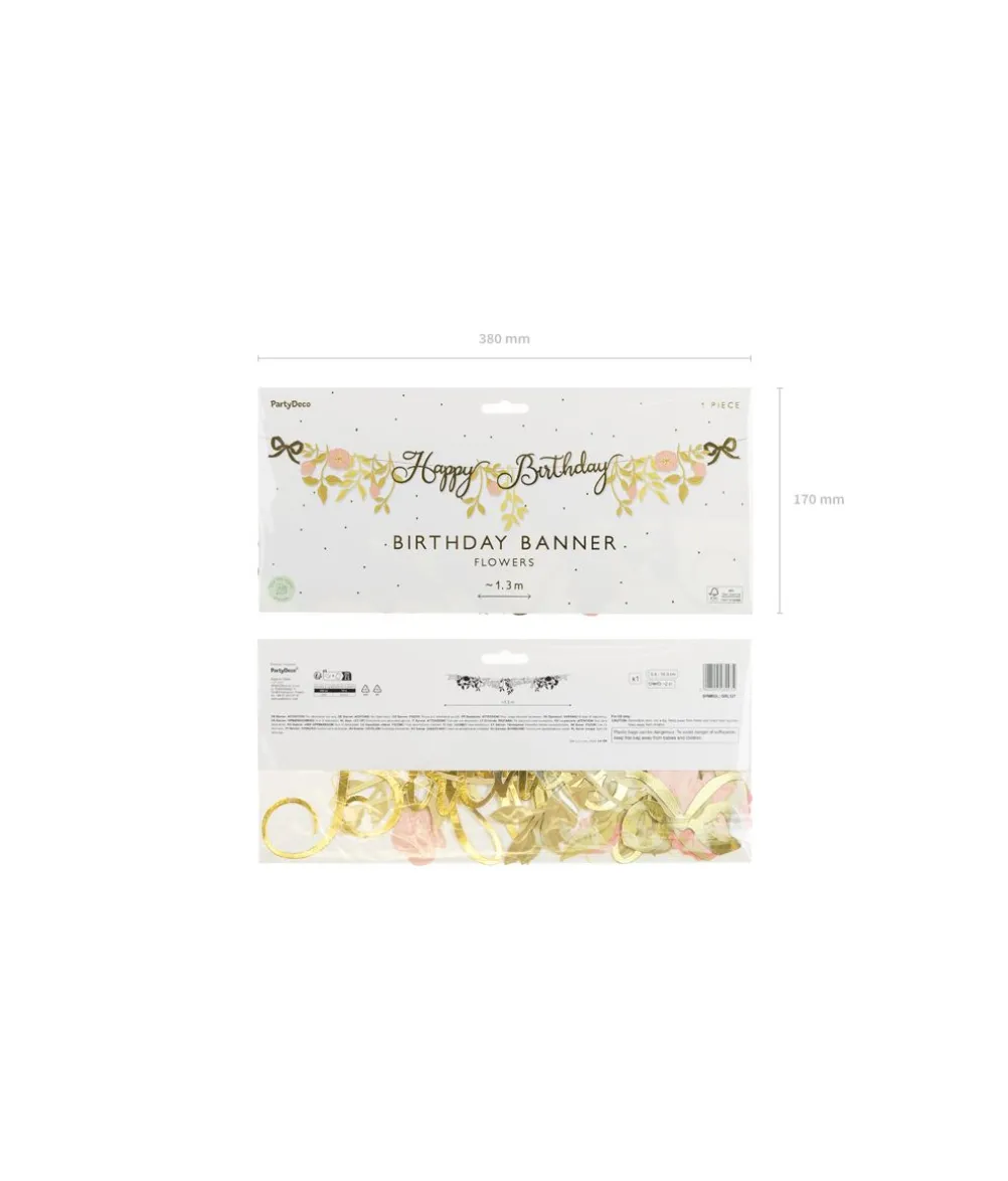 Guld og pink Happy Birthday banner
