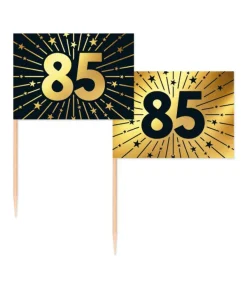Guld og sort kageflag 85, 50 stk