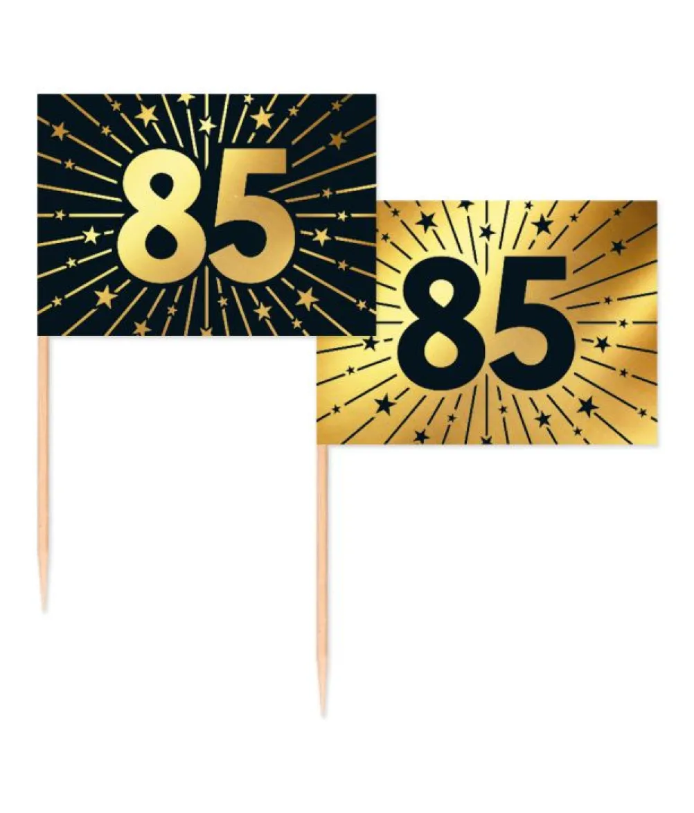 Guld og sort kageflag 85, 50 stk