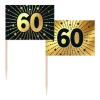 Guld og sort kageflag 60, 50 stk