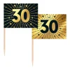Guld og sort kageflag 30, 50 stk