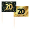 Guld og sort kageflag 20, 50 stk