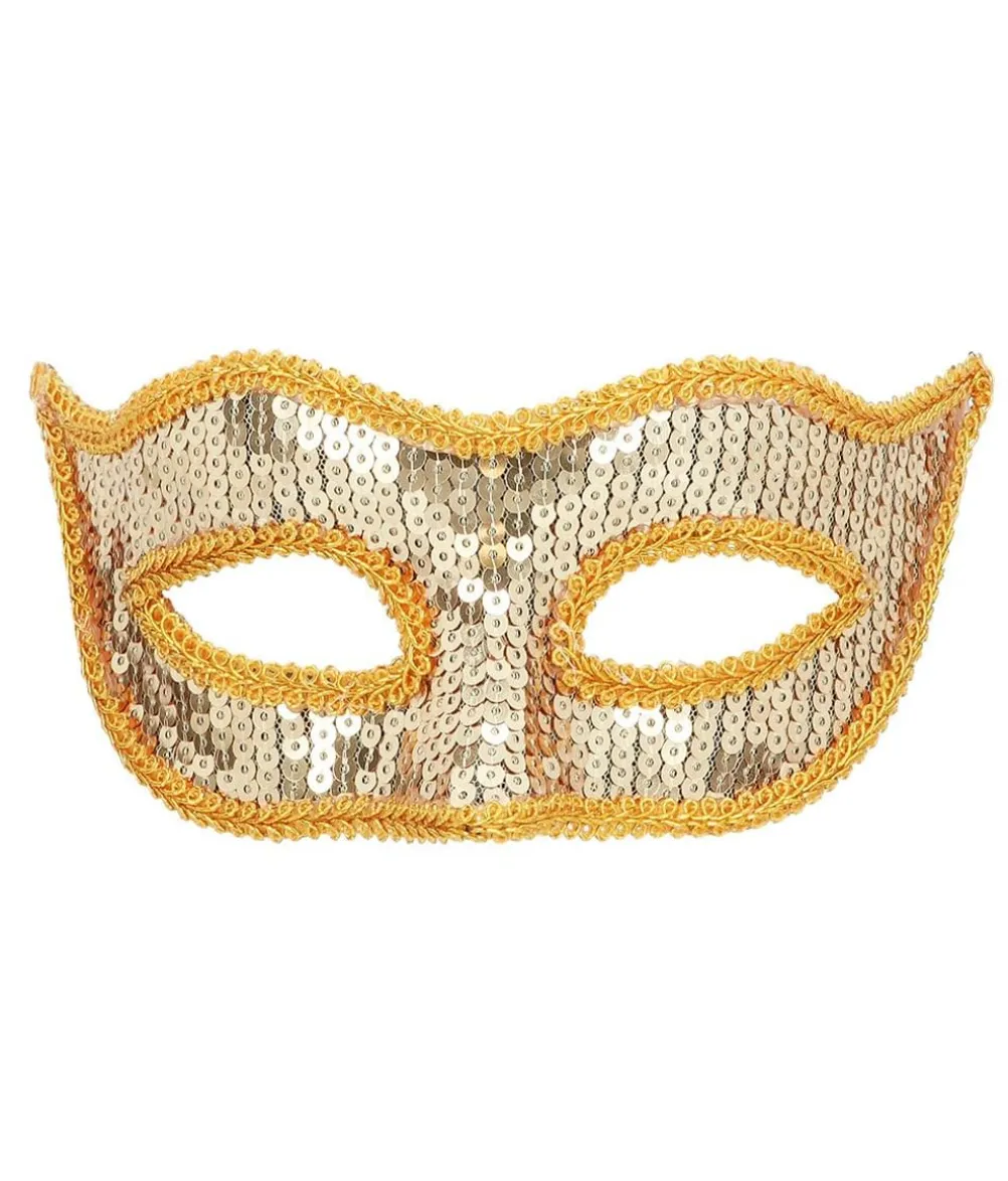 Guld paillet halvmaske