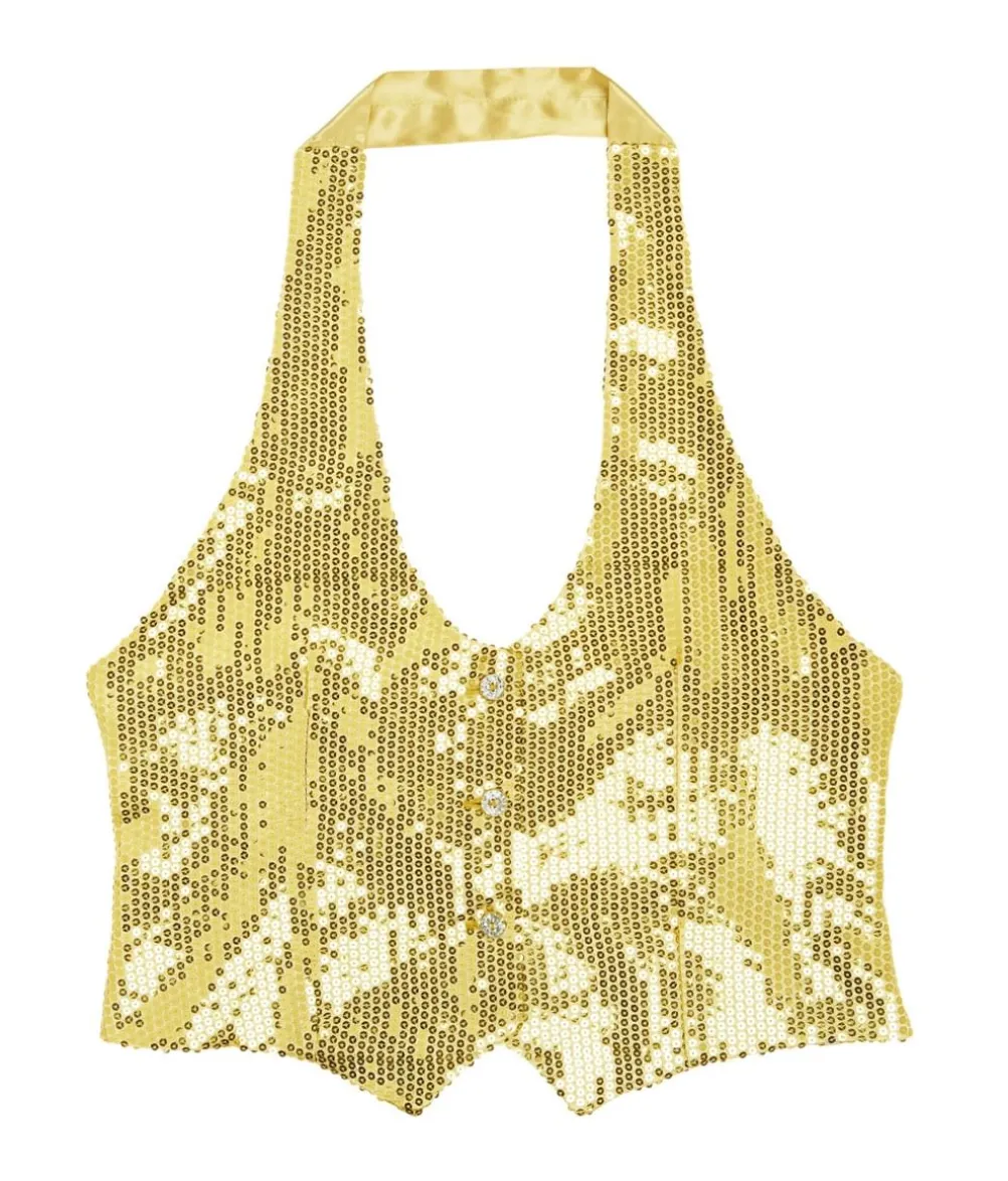 Guld pailletvest dame