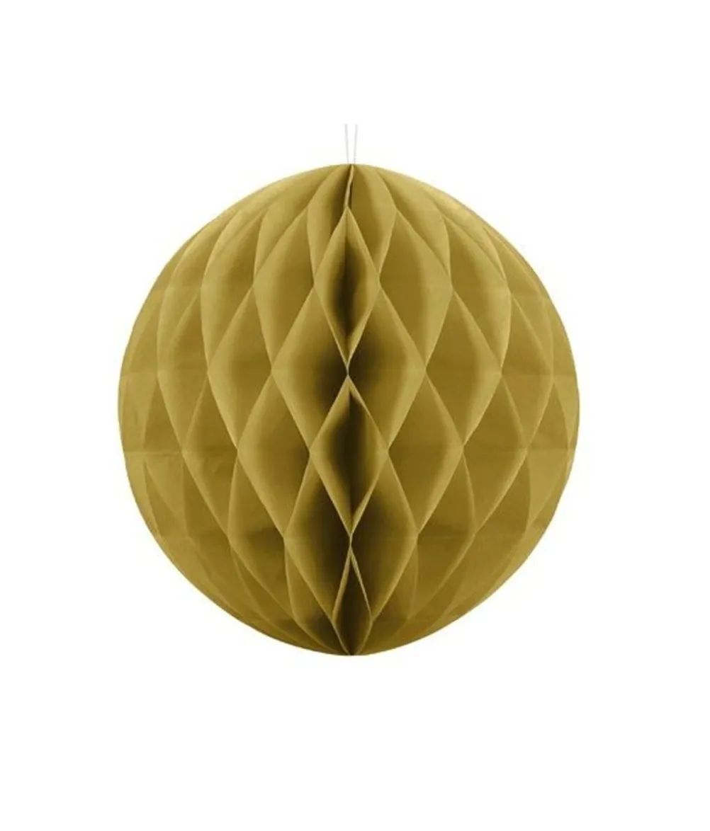 Guld papirvæv kugle, 10 cm