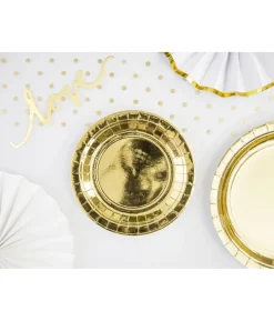 Guld paptallerkner, 18 cm