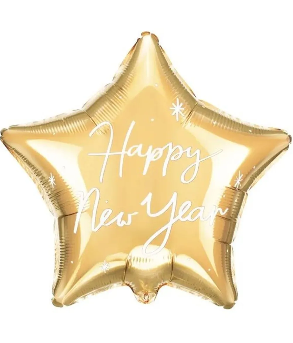Guld stjerne folieballon, Happy New Year