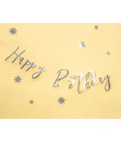 Happy birthday banner sølv