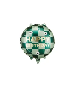 Happy Birthday folieballon med fodbolde
