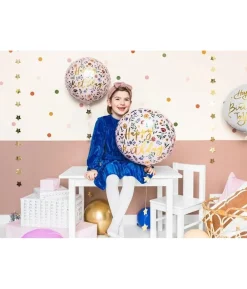 Happy birthday folieballon med blomster
