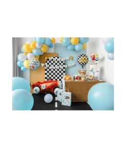 Happy Birthday racerbiler folieballon, 35 cm
