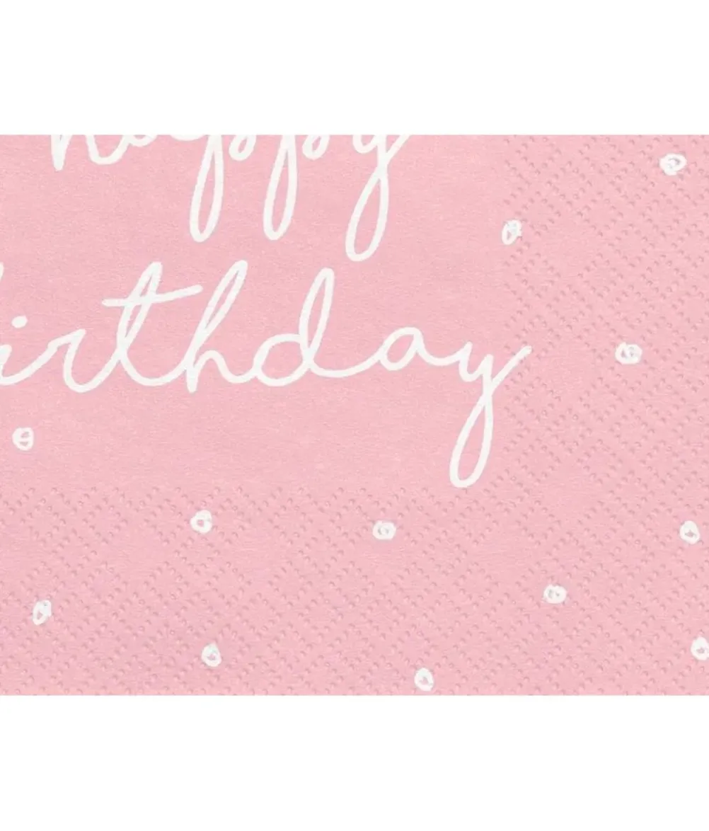 Happy birthday servietter, lyserød