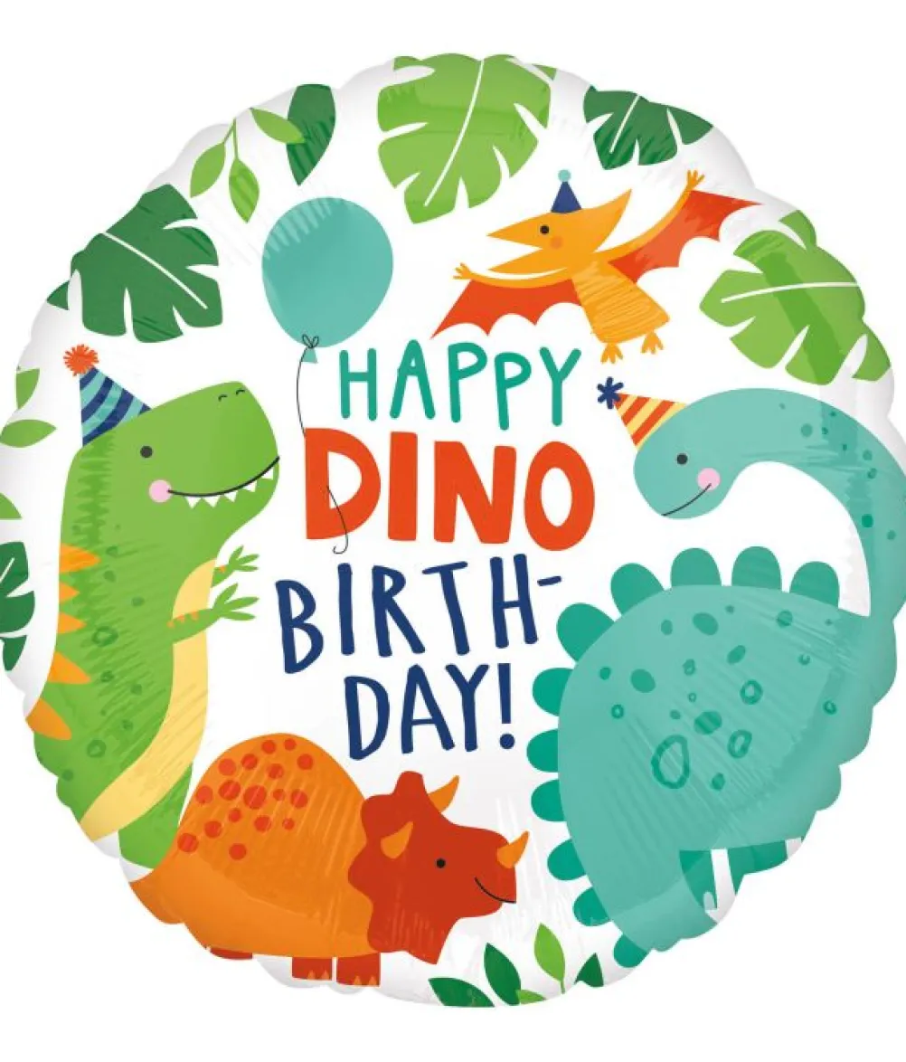 Happy Dino Birthday folieballon, 43 cm