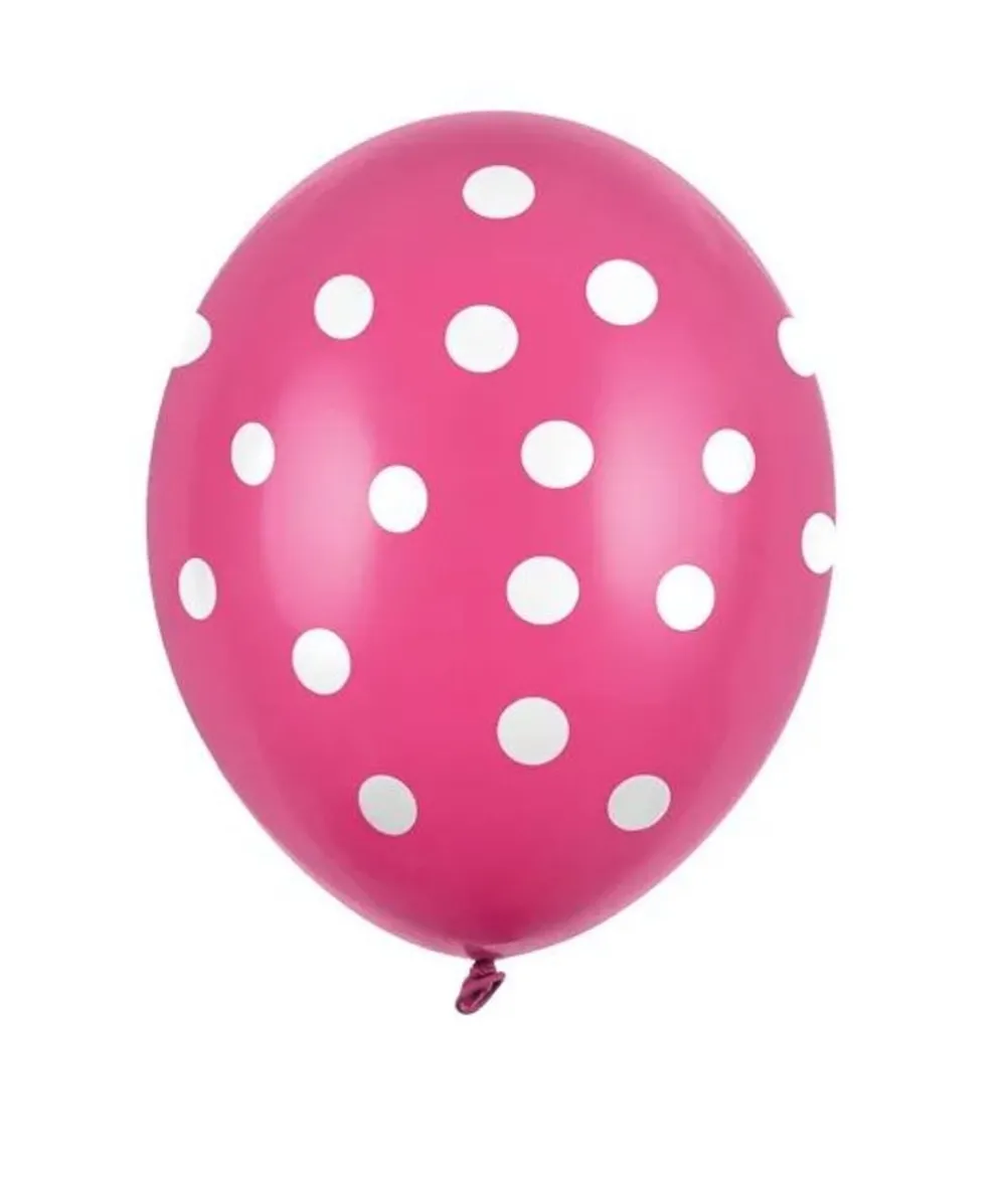 Hot pink balloner med hvide prikker