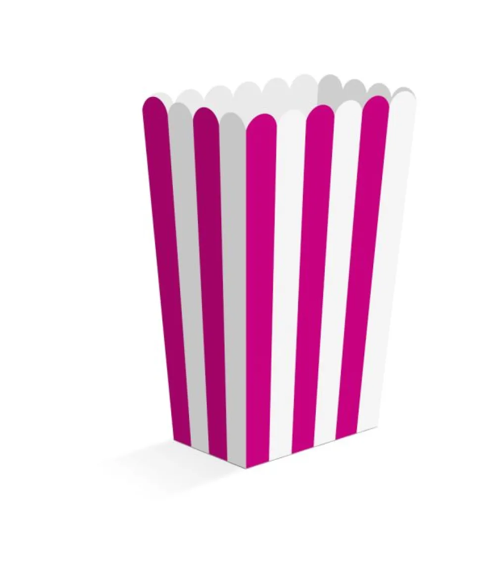 Hot pink og hvid stribede snack bokse, 8 stk