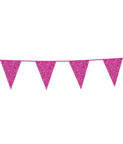 Hot pink vimpelguirlande med glimmer