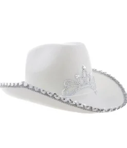 Hvid cowboyhat med diadem