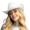 Hvid cowboyhat med sølv hjerter