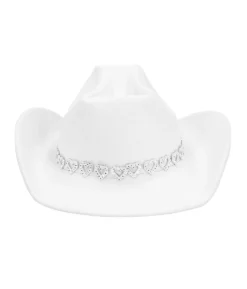 Hvid cowboyhat med sølv hjerter
