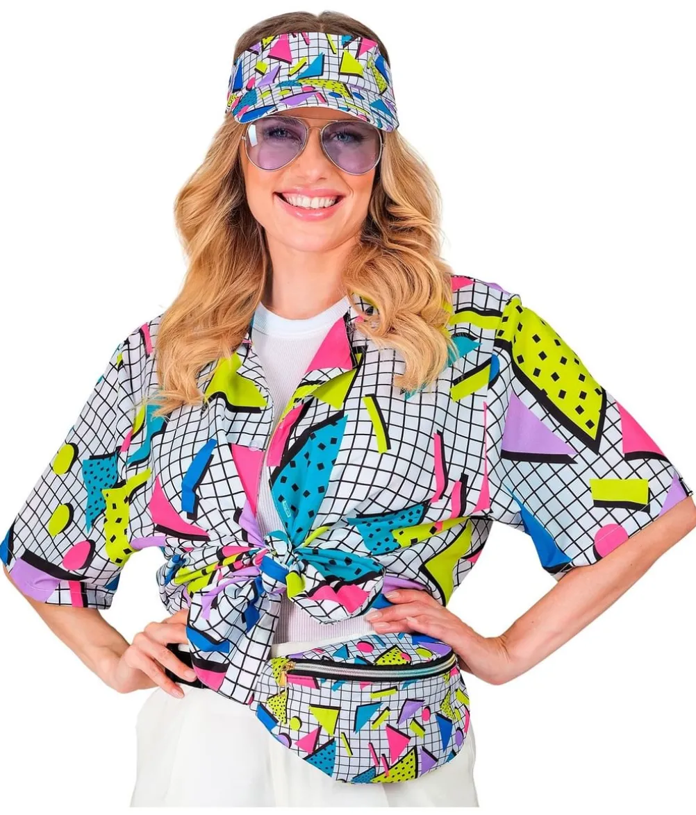Hvid 80er funky skjorte
