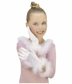 Hvide satin handsker, børn