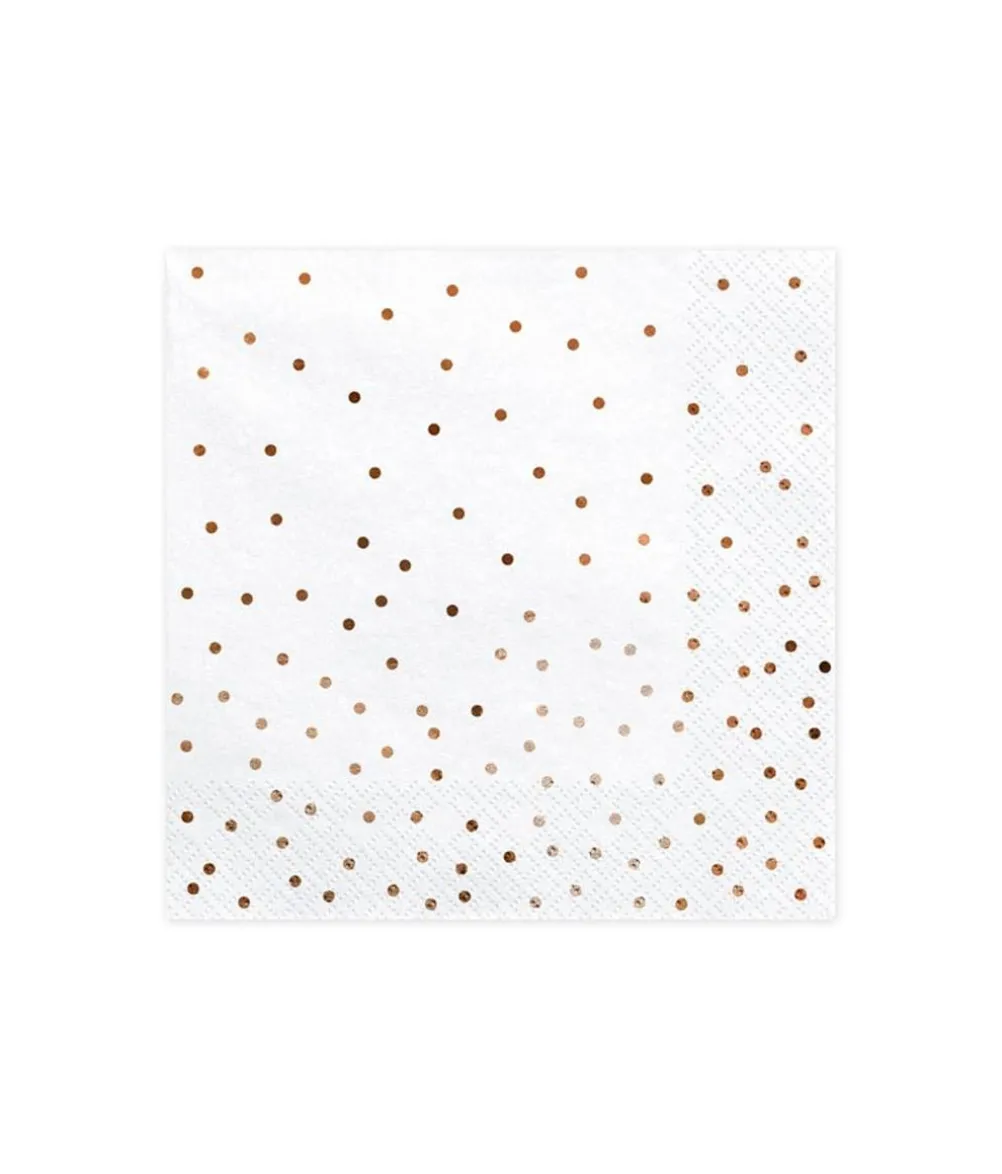 Hvide servetter med rose gold prikker