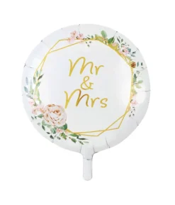 Hvid folieballon Mr & Mrs, 46 cm