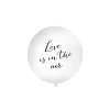 Hvid kæmpe ballon LOVE IS IN THE AIR, sort