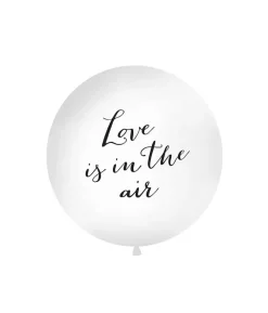 Hvid kæmpe ballon LOVE IS IN THE AIR, sort