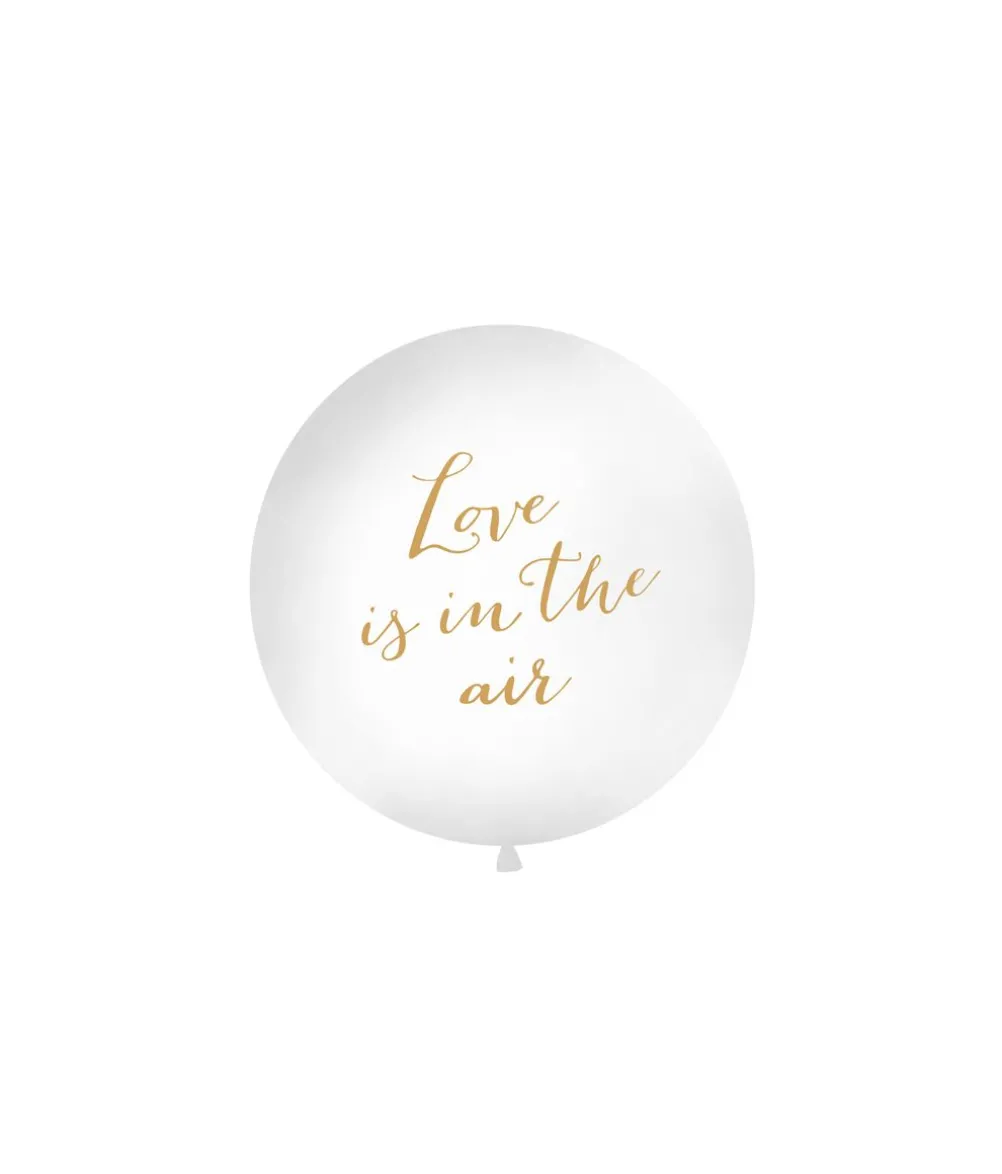 Hvid kæmpe ballon LOVE IS IN THE AIR, guld