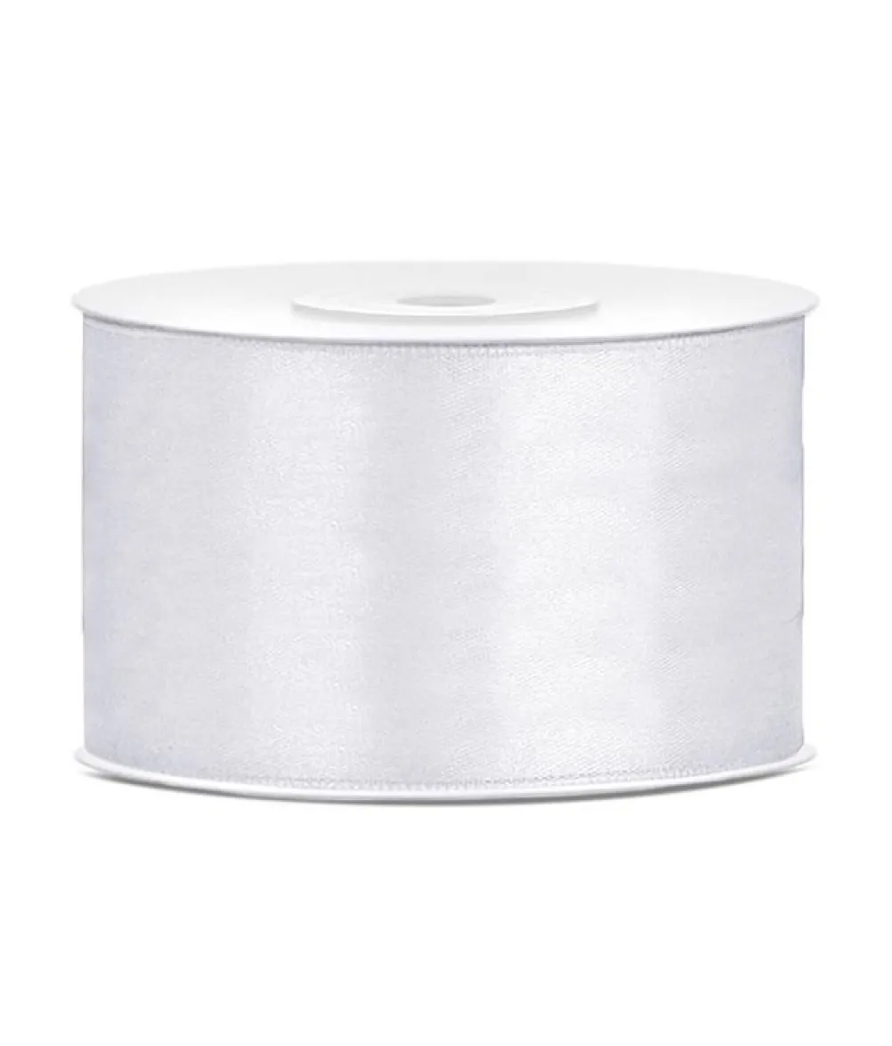 Hvidt satinbånd 38 mm