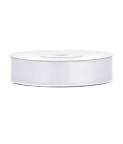Hvidt satinbånd 12mm