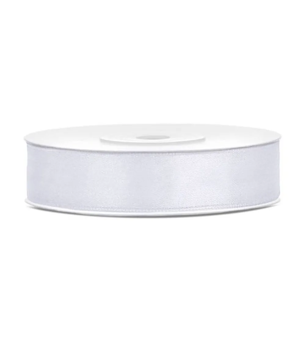 Hvidt satinbånd 12mm