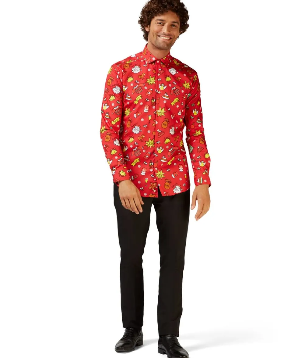 Juleskjorte Doodle Red