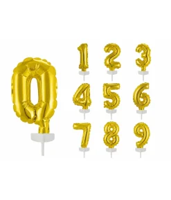 Kage guld talballoner, 13 cm