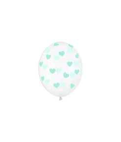 Klare balloner med mint hjerter