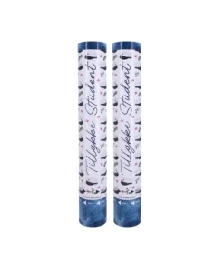 Konfettirør blå og hvid, 2 pk