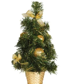 Kunstigt juletræ med guldpynt, 40 cm