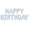 Lyseblå Happy Birthday folieballoner