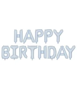 Lyseblå Happy Birthday folieballoner