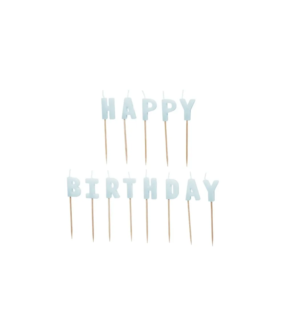 Lyseblå Happy Birthday kagelys