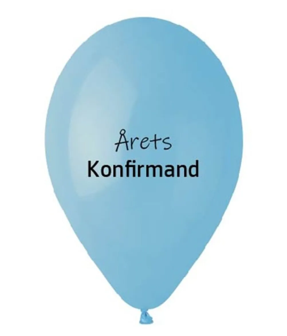 Lyseblå årets konfirmand balloner, 10 stk