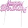 Lyserødt Happy Birthday kagelys